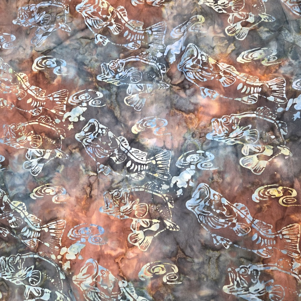 Johari West Shirt Mens 3XLT Brown Batik Hawaiian Short Sleeve Large Mouth Bass - Picture 9 of 9